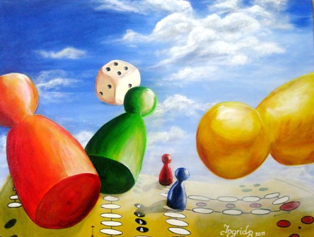 "Der Würfel ist gefallen".  80 x 60 cm